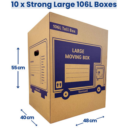 Large Tall Moving Boxes - 10 Pack