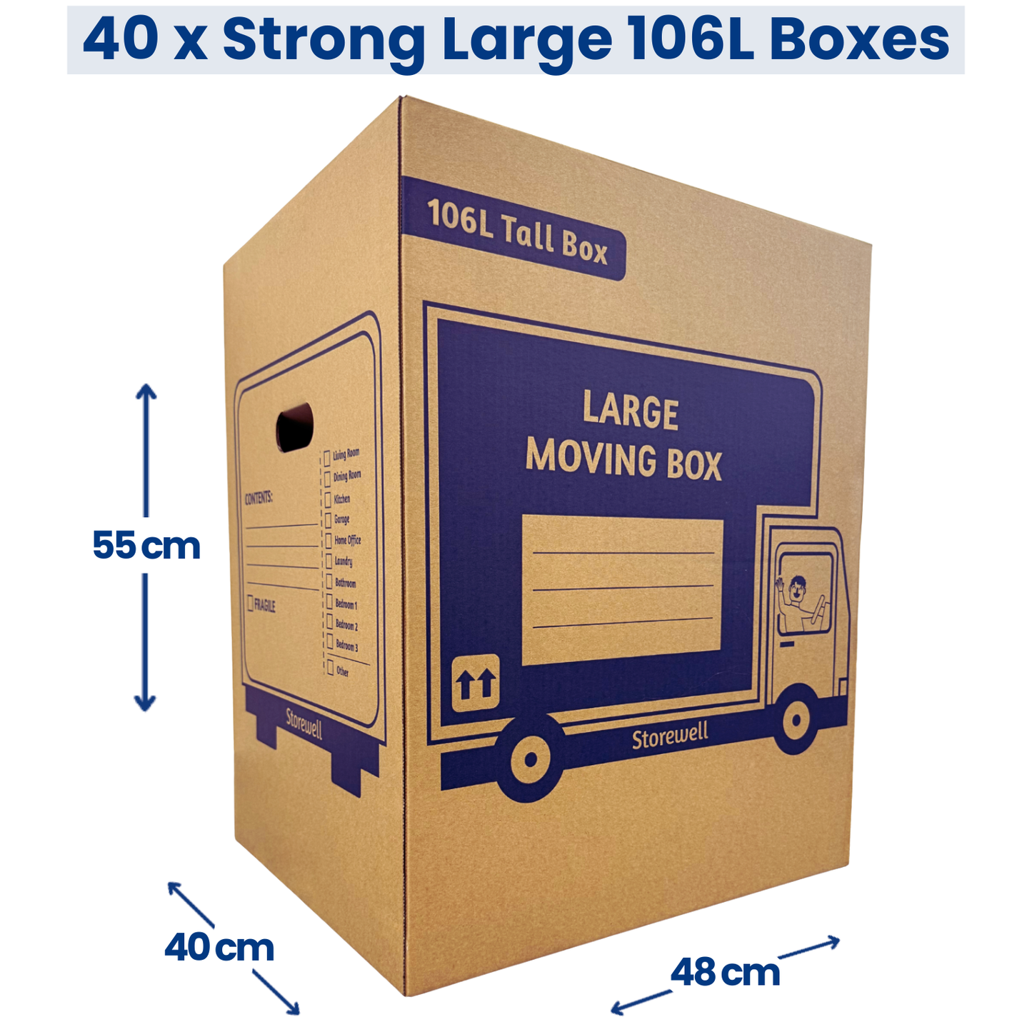 Large Tall Moving Boxes - 40 Pack